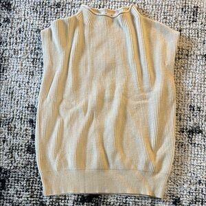 Cream Sleeveless Ribbed Sweater